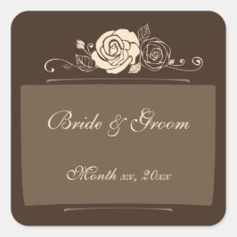 Pegatina Cuadrada Rosas de café y crema coordinan regalos