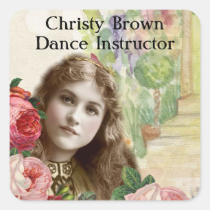 Pegatina Cuadrada Rosas de col victorianas Pegatinas florales