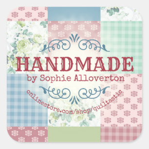 Pegatina Cuadrada rosas de cosecha de tejido de tejido de tejidos de