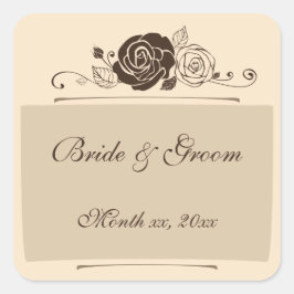 Pegatina Cuadrada Rosas de crema y café coordinan regalos