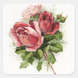 Pegatina Cuadrada Rosas de época de arte de época