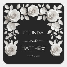 Rosas Florales en 3D en Blanco y Negro | Boda