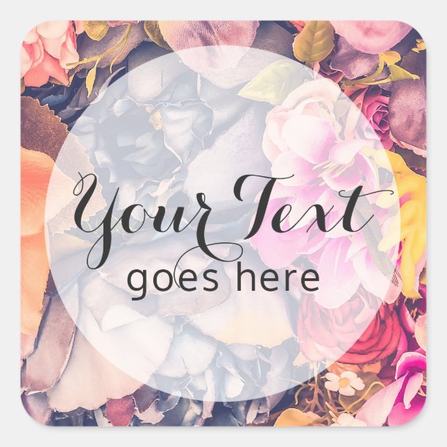 Pegatina Cuadrada Rosas Florales Glam Moda Floristería y Boutique Mo (Anverso)