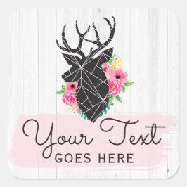 Pegatina Cuadrada Rosas modernos de venado geométrico y Shabby Mader