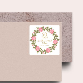 Pegatina Cuadrada Rosas PINK WILD Floral Garland 50 Boda