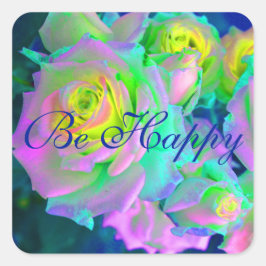 Pegatina Cuadrada Rosas prematuros irlandeses estéticos felices