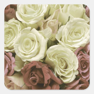 Pegatina Cuadrada Rosas retro grunge vintage foto flores uso floral