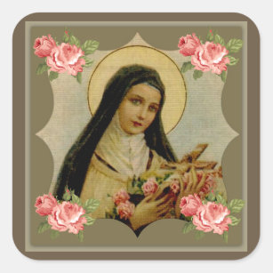 Pegatina Cuadrada Rosas rosados del St. Teresa