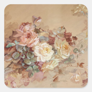 Pegatina Cuadrada Rosas rosas rosas y amarillas - Franz Bischoff