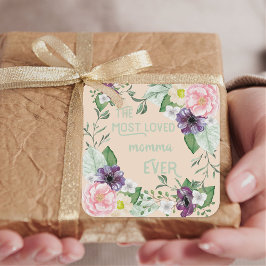 Pegatina Cuadrada Rosas salvajes de color acuático de la madre más q