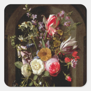 Pegatina Cuadrada Rosas, tulipanes y otras flores