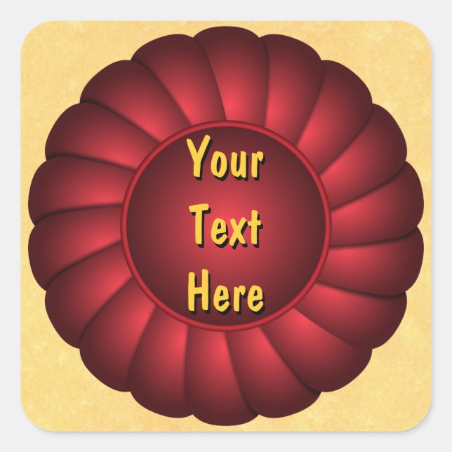 Pegatina Cuadrada Rosette de cinta roja para personalizar (Anverso)
