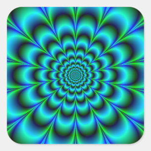 Pegatina Cuadrada Rosette en azul y verde turquesa