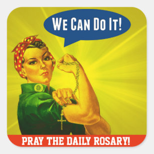 Pegatina Cuadrada Rosie la cita personalizada rosario santo del