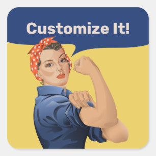 Pegatina Cuadrada Rosie the Riveter