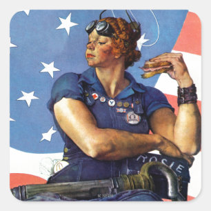 Pegatina Cuadrada Rosie the Riveter