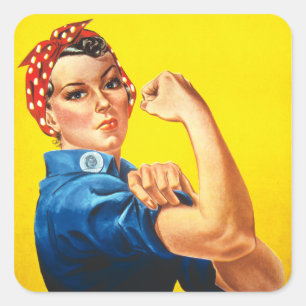 Pegatina Cuadrada Rosie The Riveter