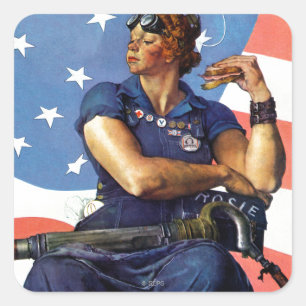 Pegatina Cuadrada Rosie the Riveter