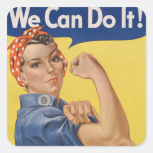 Pegatina Cuadrada Rosie the Riveter: El empoderamiento femenino fuer