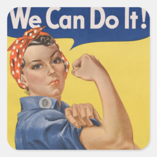 Pegatina Cuadrada Rosie the Riveter: El empoderamiento femenino fuer