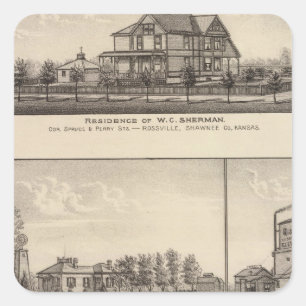 Pegatina Cuadrada Rossville, Kansas