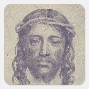 Pegatina Cuadrada Rostro de Cristo en el Velo de Santa Verónica Sant