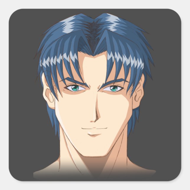 Pegatina Cuadrada Rostros de anime y manga (Anverso)