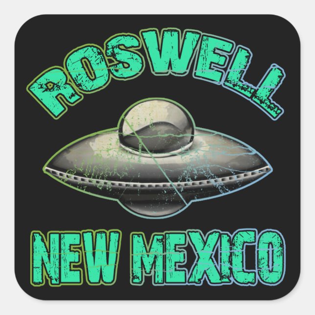Pegatina Cuadrada Roswell, Nuevo México (Anverso)
