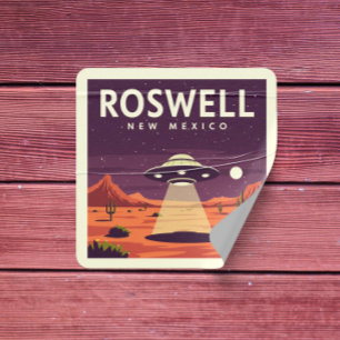 Pegatina Cuadrada Roswell Nuevo México Antiguo