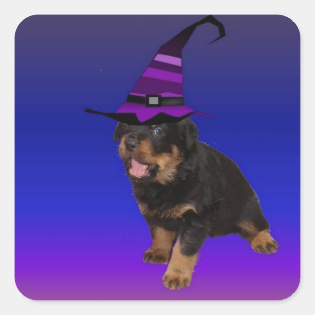 Pegatina Cuadrada Rottie Witch (Anverso)