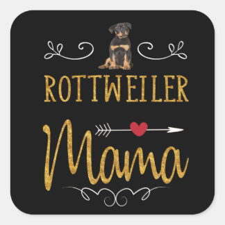 Pegatina Cuadrada Rottweiler ama a mamá