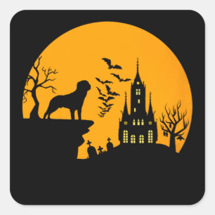 Pegatina Cuadrada Rottweiler Halloween
