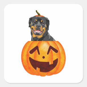Pegatina Cuadrada Rottweiler Halloween