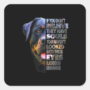 Pegatina Cuadrada Rottweiler Soul I Love Rotties Dog Lover