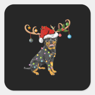 Pegatina Cuadrada Rottweiler Xmas Gift Santas Reindeer Rottweiler