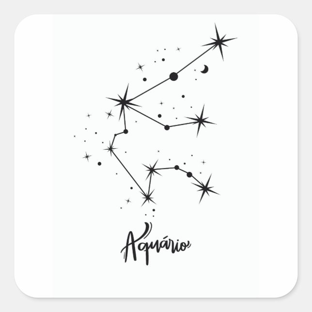 Pegatina Cuadrada Rótulo Aquarius Zodiac Regalo Astrología Aquarius (Anverso)