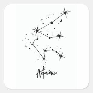 Pegatina Cuadrada Rótulo Aquarius Zodiac Regalo Astrología Aquarius