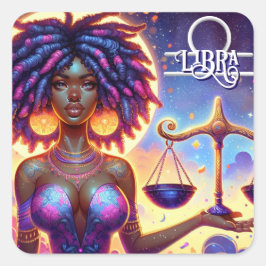 Pegatina Cuadrada Rótulo Astrológico Horoscopio Libra Zodiac