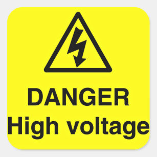 Pegatina Cuadrada Rótulo de alto voltaje del peligro