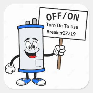 Pegatina Cuadrada Rótulo de calentador de agua caliente