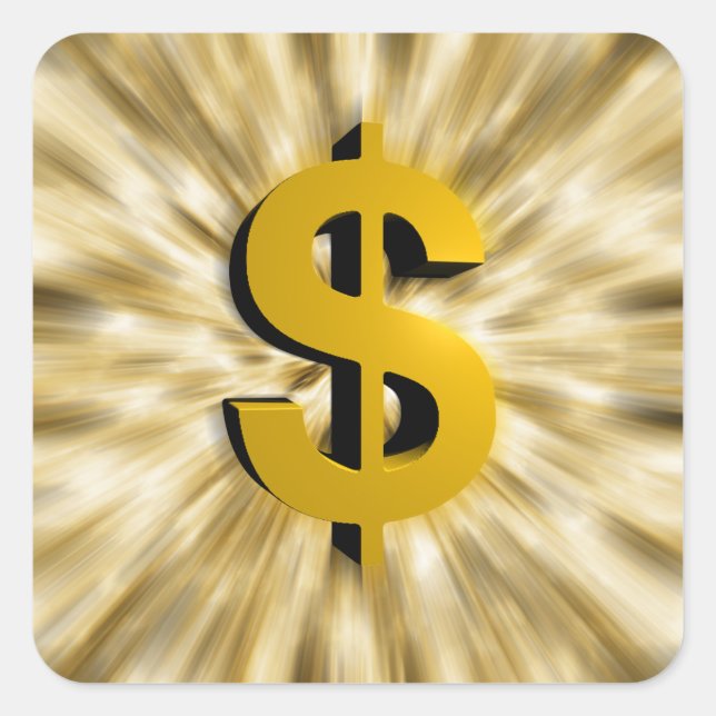 Pegatina Cuadrada Rótulo de dinero (Anverso)