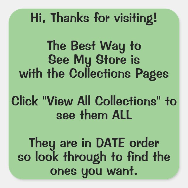 Pegatina Cuadrada Rótulo de encabezado de página de colecciones (Anverso)