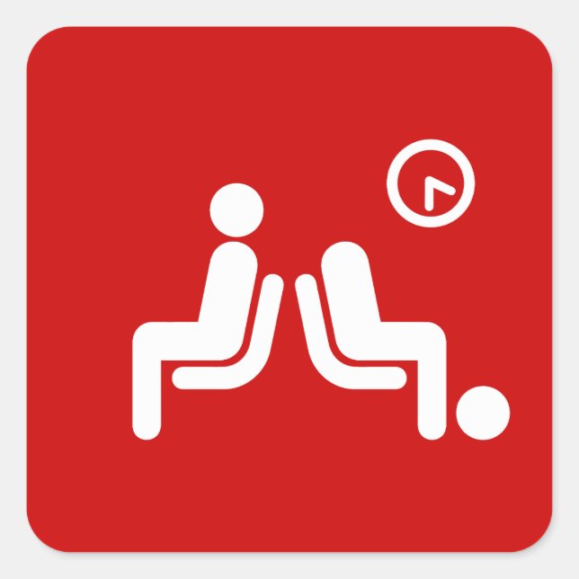 Pegatina Cuadrada Rótulo de espera larga (Anverso)