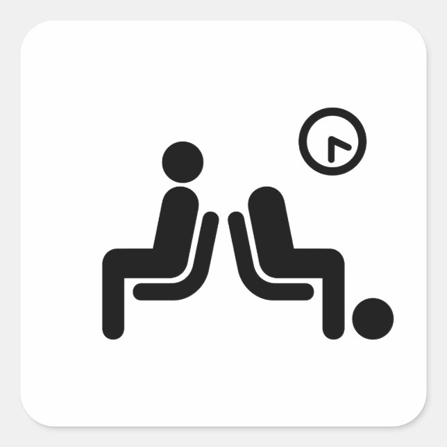 Pegatina Cuadrada Rótulo de espera larga (Anverso)