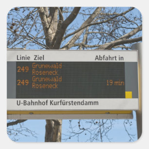 Pegatina Cuadrada Rótulo de la parada de autobús en Berlín