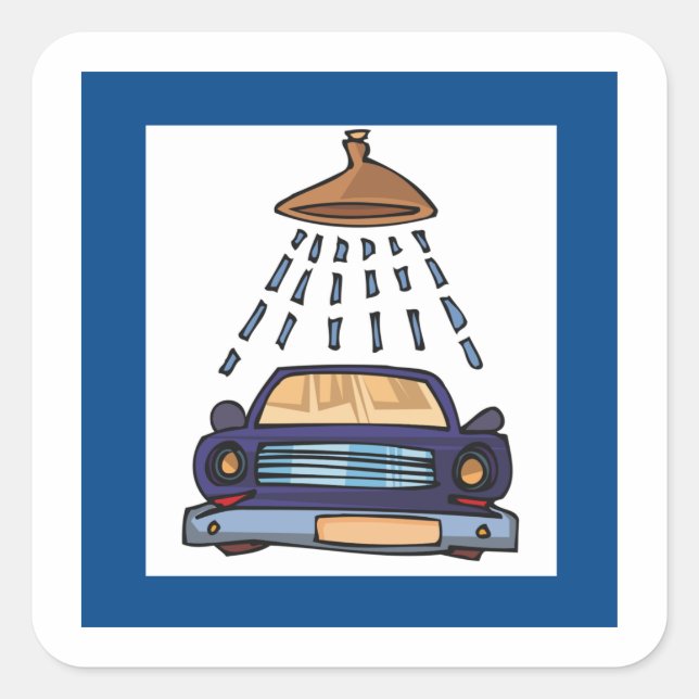 Pegatina Cuadrada Rótulo de lavado de coches (Anverso)