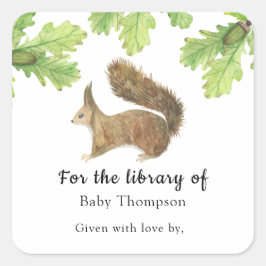 Pegatina Cuadrada rótulo de libro para baby shower de otoño, libros
