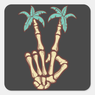 Pegatina Cuadrada Rótulo De Mano De Palm Trees De Paz Para Halloween