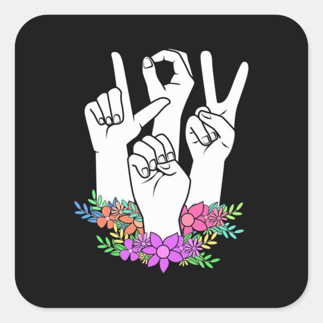 Pegatina Cuadrada Rótulo de mano del profesor ASL (Anverso)