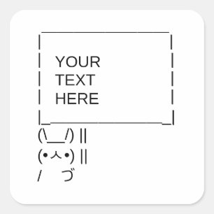 Pegatina Cuadrada Rótulo de protesta de Bunny/Personalizable ASCII 
